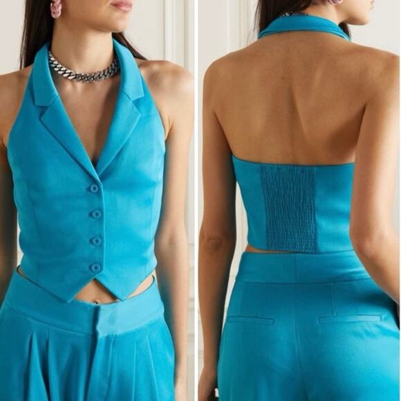 Alice + Olivia Donna Satin-Crepe Halterneck Vest - Picture 1 of 7
